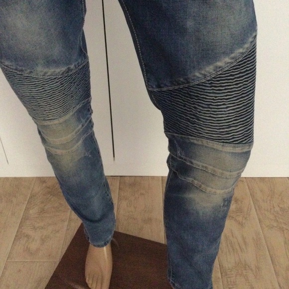 Balmain Paris Moto Bike Slim Stretch Jeans Size 36 - Picture 3 of 13